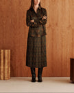 GLEN PLAID PRINT SILK BUTTON BLOUSE