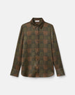 GLEN PLAID PRINT SILK BUTTON BLOUSE