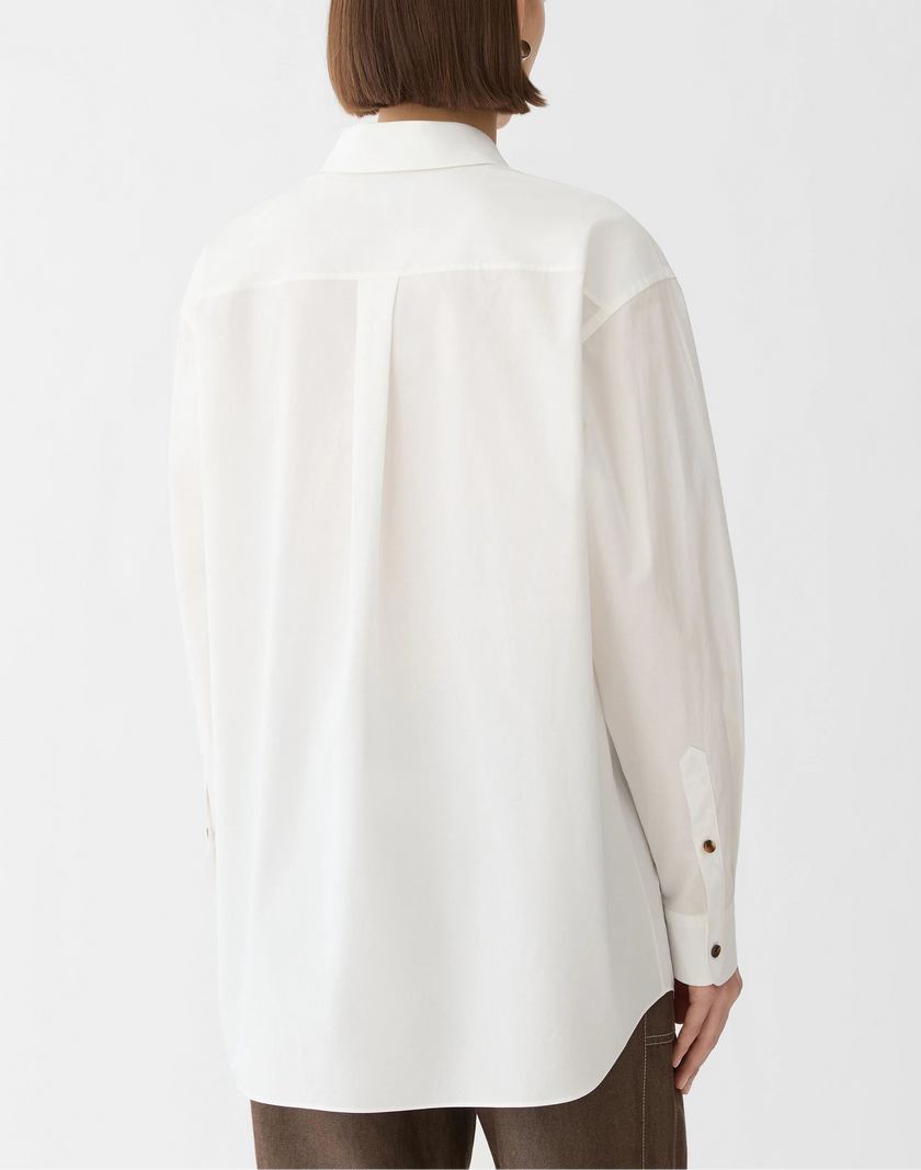 SINGLE STEM PRINT COTTON POPLIN OVERSIZED SHIRT