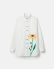 SINGLE STEM PRINT COTTON POPLIN OVERSIZED SHIRT