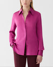 SILK CHARMEUSE FRENCH CUFF BLOUSE IN MULBERRY