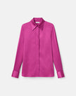 SILK CHARMEUSE FRENCH CUFF BLOUSE IN MULBERRY