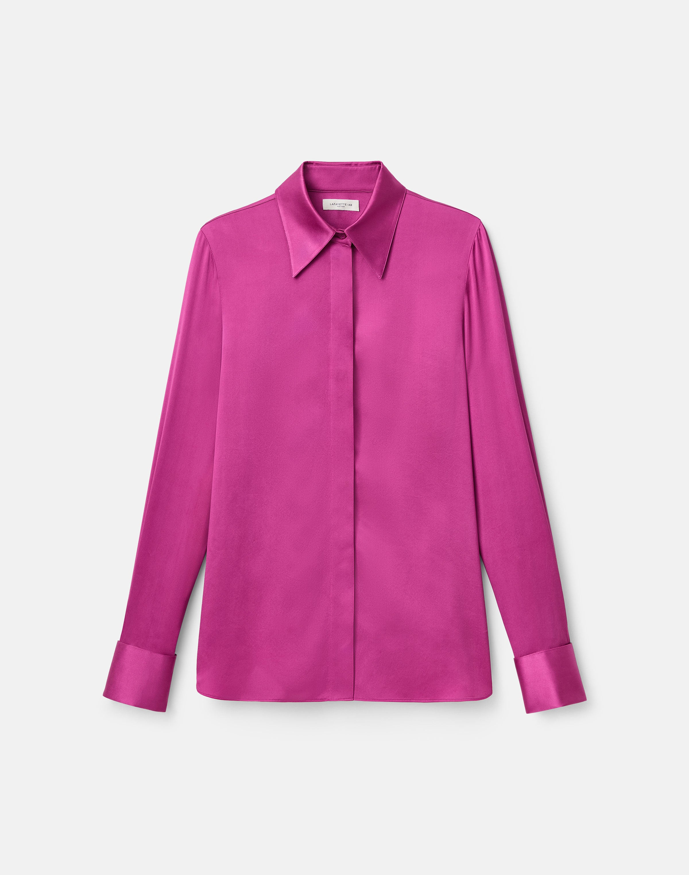 SILK CHARMEUSE FRENCH CUFF BLOUSE IN MULBERRY
