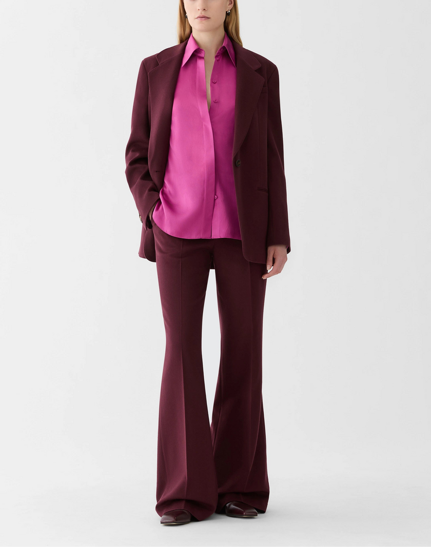 SILK CHARMEUSE FRENCH CUFF BLOUSE IN MULBERRY