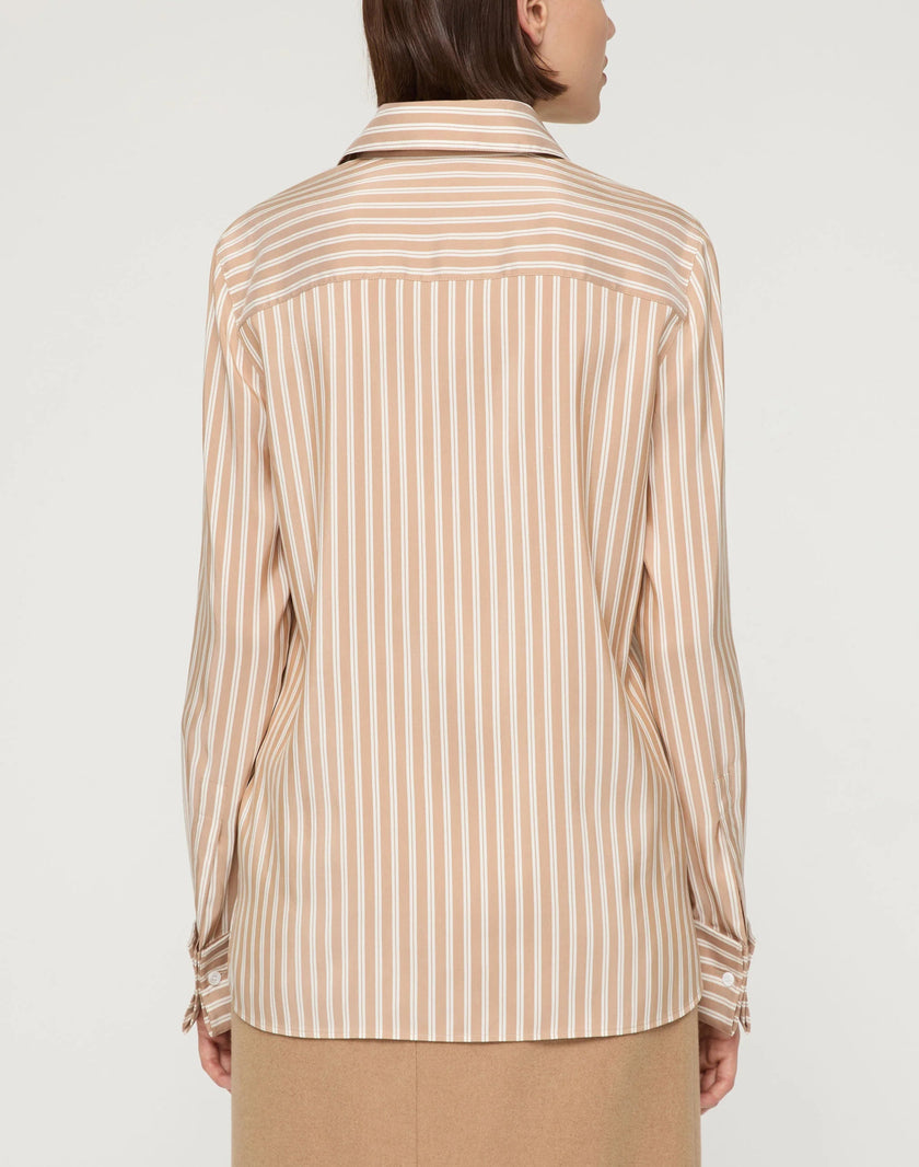 STRIPED SILK FRENCH CUFF BLOUSE