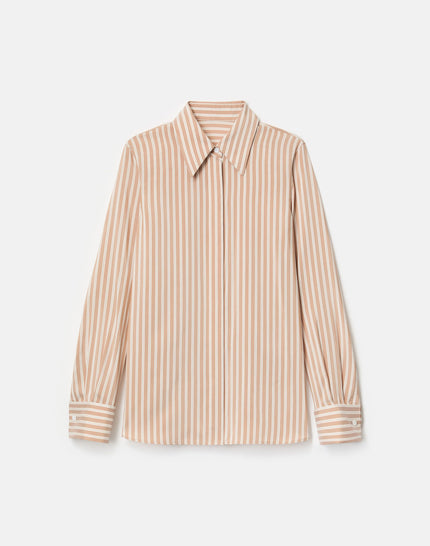 STRIPED SILK FRENCH CUFF BLOUSE