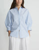 PINSTRIPE COTTON BALLOON SLEEVE SHIRT