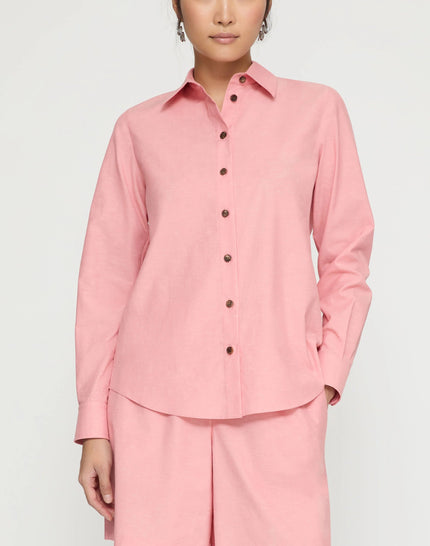 SLUBBED COTTON BUTTON DOWN SHIRT