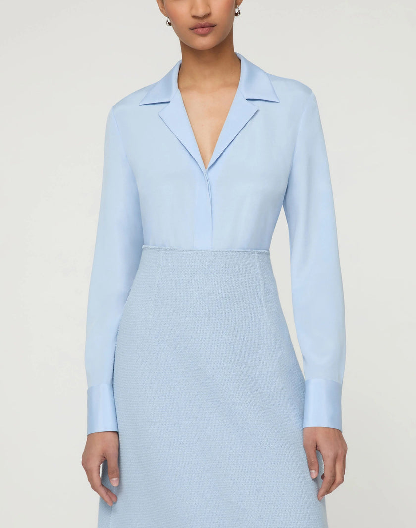 ORGANIC SILK STRETCH GEORGETTE COLLARED BLOUSE