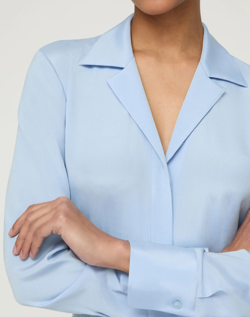 ORGANIC SILK STRETCH GEORGETTE COLLARED BLOUSE