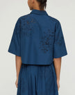 HAND CUTOUT ORGANIC COTTON POPLIN CROPPED SHIRT