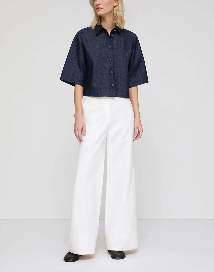 LIGHTWEIGHT DENIM CROPPED SHIRT