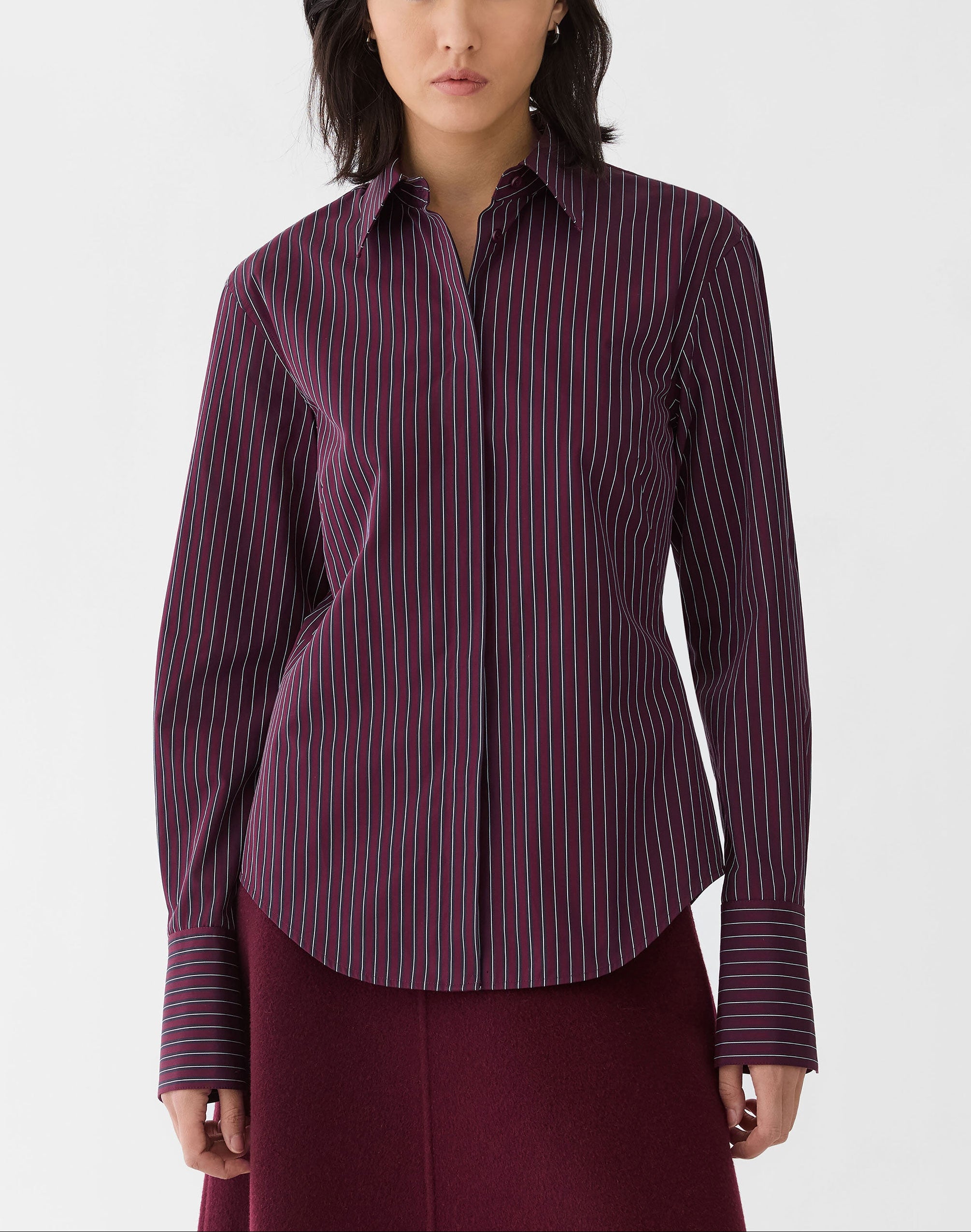 PINSTRIPE COTTON FITTED SHIRT