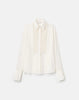 SILK GEORGETTE RUFFLED TUXEDO BLOUSE