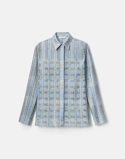GLEN PLAID TWILL PLISSE BLOUSE