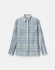 GLEN PLAID TWILL PLISSE BLOUSE