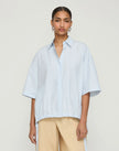 TRAVEL COTTON GATHERED TIE OVERSIZED SHIRT