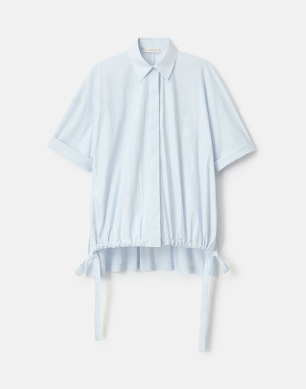 TRAVEL COTTON GATHERED TIE OVERSIZED SHIRT