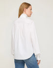ORGANIC COTTON POPLIN CRYSTAL BUTTON RUFFLE SHIRT