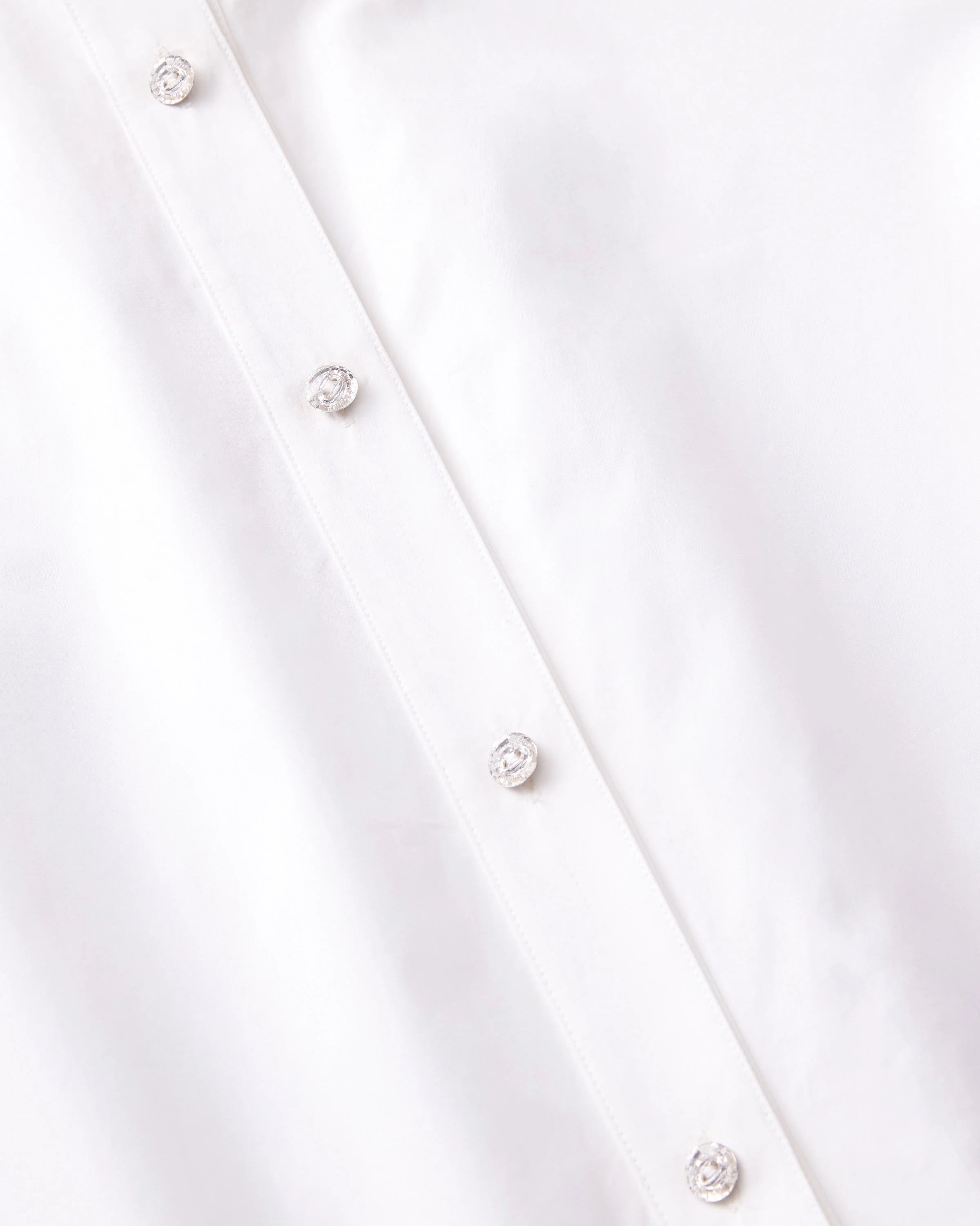 ORGANIC COTTON POPLIN CRYSTAL BUTTON RUFFLE SHIRT