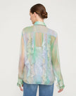 AURORA PRINT SILK CREPON BOW BLOUSE AND SEQUIN CAMISOLE