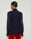SILK GEORGETTE RUFFLE BOW BLOUSE