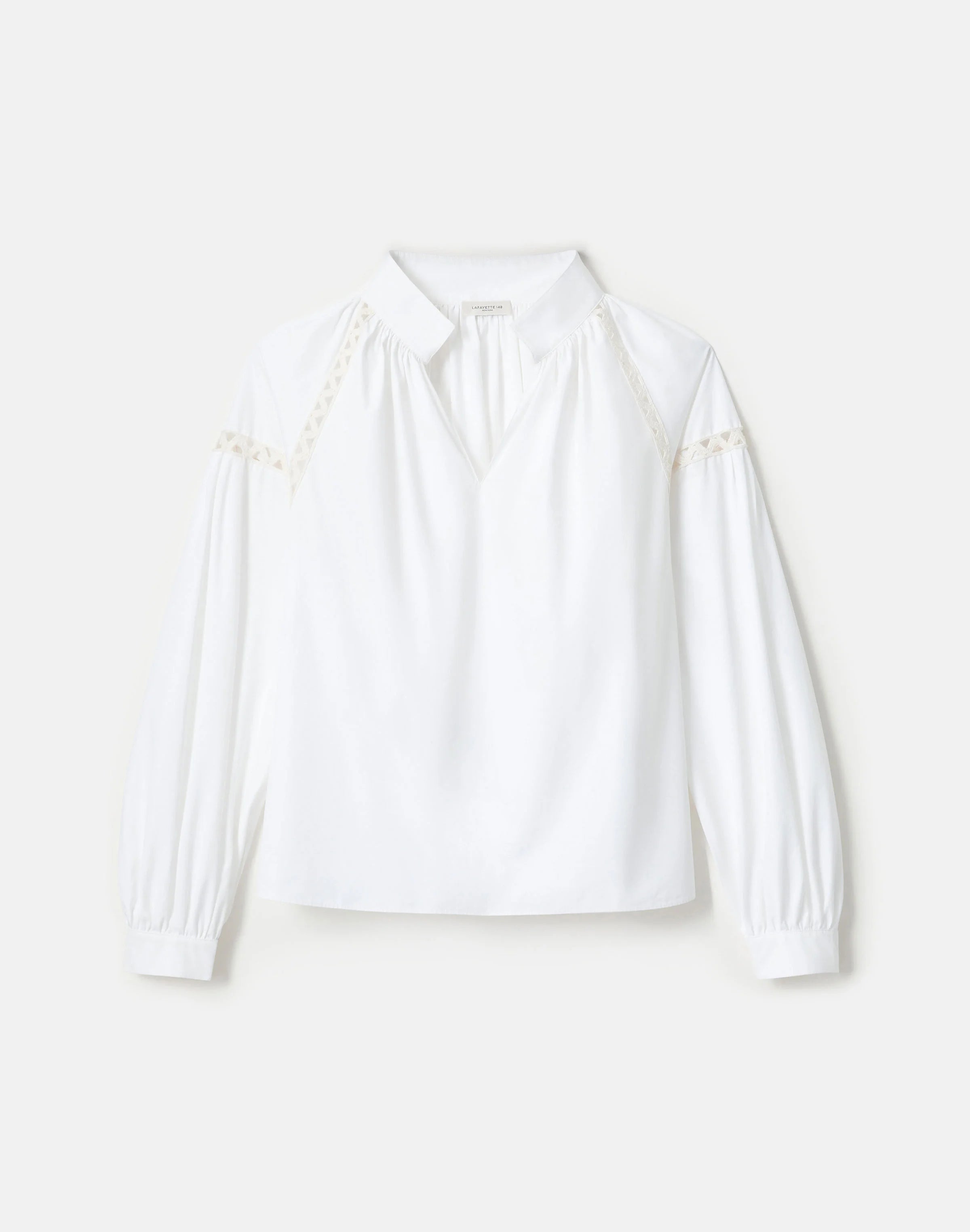 ORGANIC COTTON POPLIN SOUTACHE TRIM POPOVER SHIRT