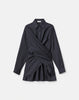 PINSTRIPE SILK CONVERTIBLE WRAP BLOUSE