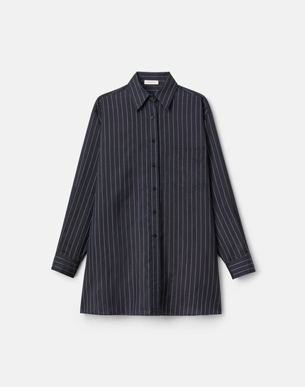 PINSTRIPE SILK CONVERTIBLE WRAP BLOUSE