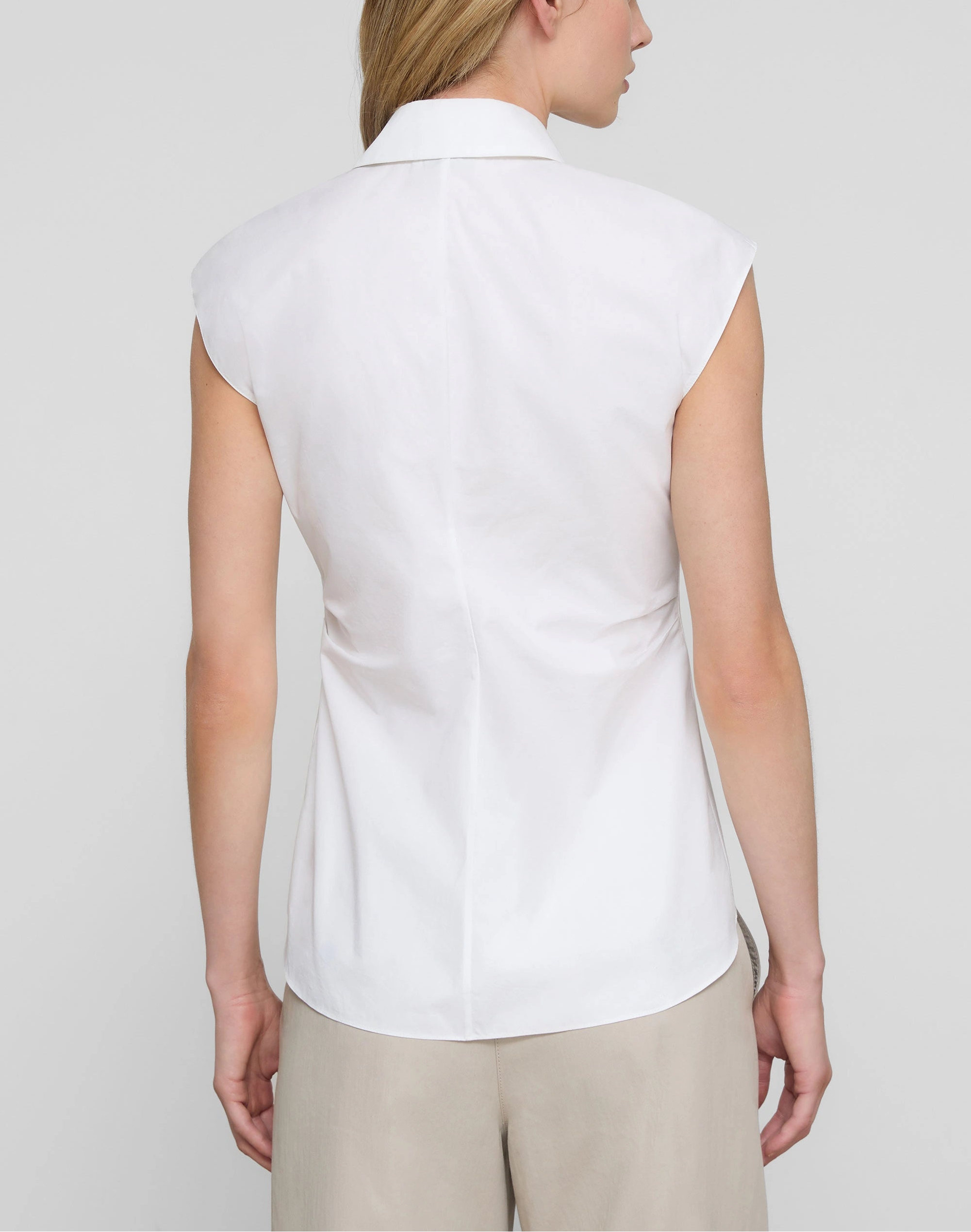 ORGANIC COTTON POPLIN PLEATED WAIST SHIRT