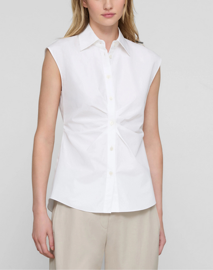 ORGANIC COTTON POPLIN PLEATED WAIST SHIRT