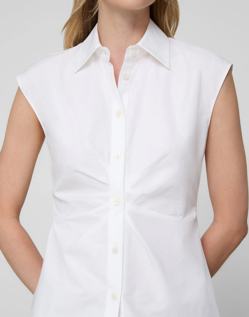 ORGANIC COTTON POPLIN PLEATED WAIST SHIRT