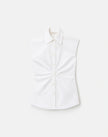 ORGANIC COTTON POPLIN PLEATED WAIST SHIRT