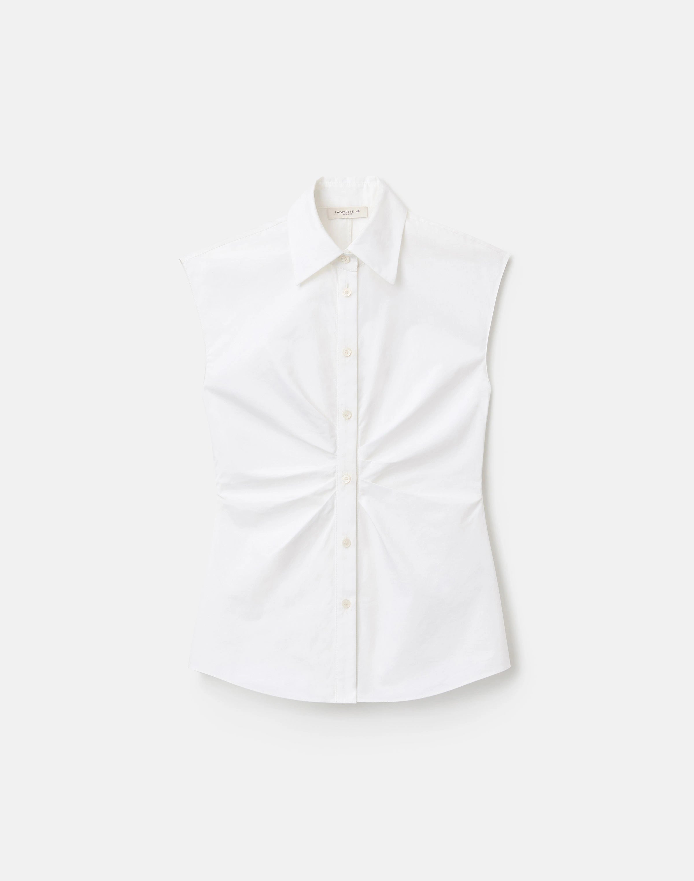 ORGANIC COTTON POPLIN PLEATED WAIST SHIRT