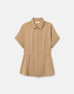 ORGANIC SILK STRETCH GEORGETTE ZIP FRONT BLOUSE