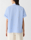 STRIPED COTTON FLORAL EMBROIDERED SHIRT