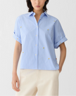 STRIPED COTTON FLORAL EMBROIDERED SHIRT