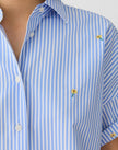 STRIPED COTTON FLORAL EMBROIDERED SHIRT