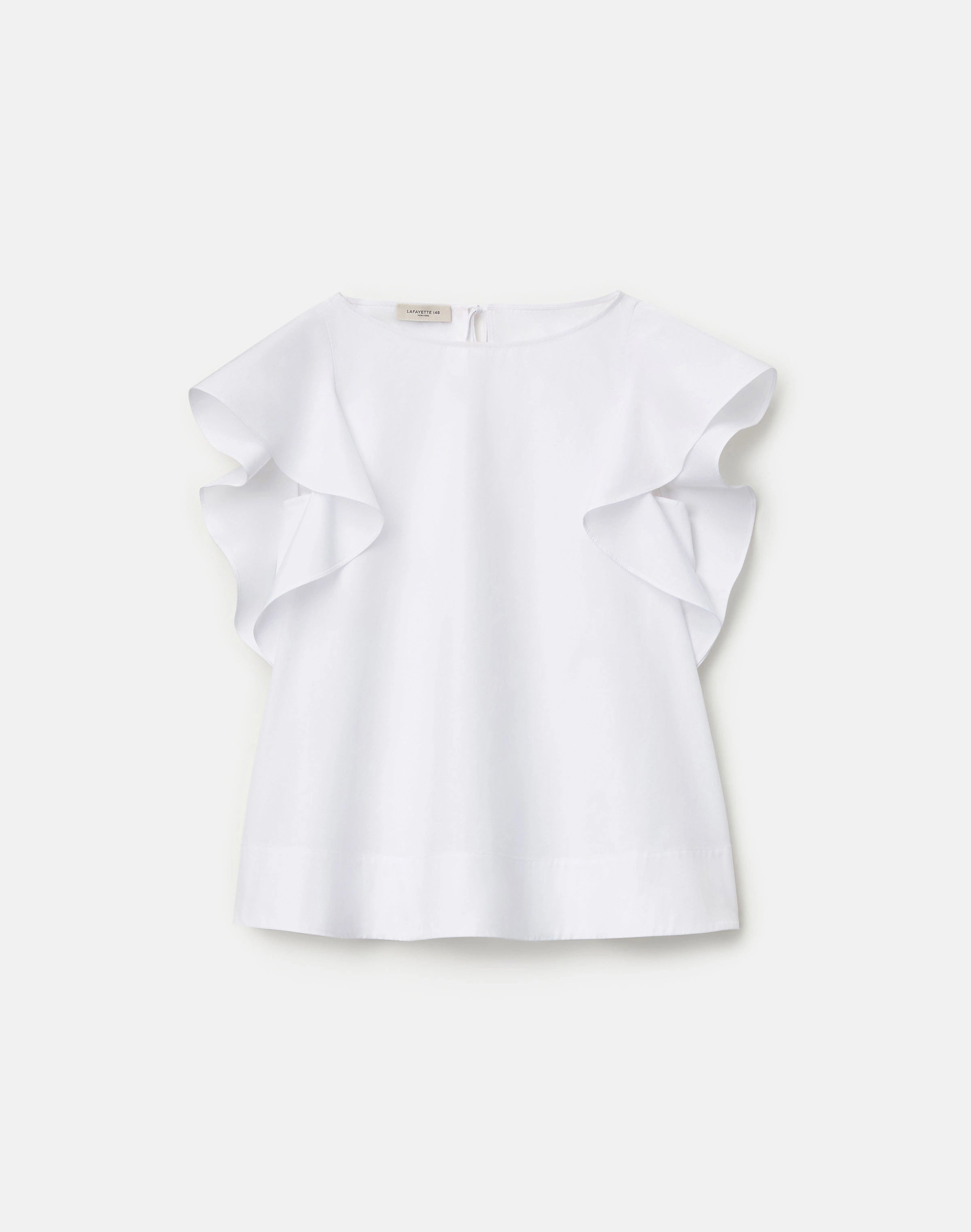 ORGANIC COTTON POPLIN FLUTTER SLEEVE SHIRT