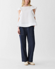 ORGANIC COTTON POPLIN FLUTTER SLEEVE SHIRT