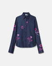 ROSE PRINT SILK TWILL FRENCH CUFF BLOUSE