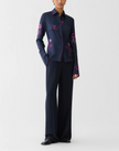 ROSE PRINT SILK TWILL FRENCH CUFF BLOUSE