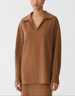 CAMEL HAIR POPOVER BLOUSE