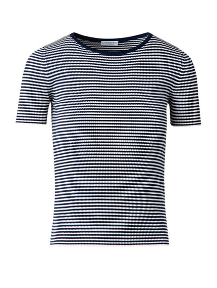 SAILOR STRIPE SHORT SLEEVE RIB SWEATER