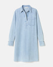 LIGHTWEIGHT DENIM PATCH POCKET POPOVER DRESS