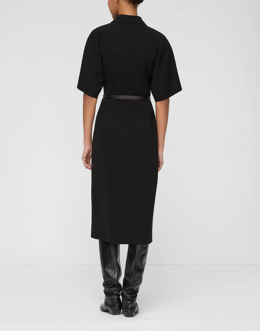 RESPONSIBLE FINESSE CREPE BELTED MIDI SHIRTDRESS