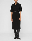 RESPONSIBLE FINESSE CREPE BELTED MIDI SHIRTDRESS
