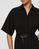 RESPONSIBLE FINESSE CREPE BELTED MIDI SHIRTDRESS