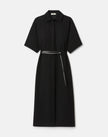 RESPONSIBLE FINESSE CREPE BELTED MIDI SHIRTDRESS