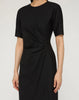 RESPONSIBLE STRETCH WOOL PLEATED WAIST SHORT SLEEVE  DRESS
